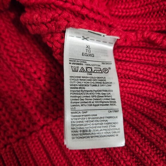 Gap Womens Cable Knit Turtleneck Chunky Sweater Size XL Cozy Red Holiday Heavy - Picture 8 of 10